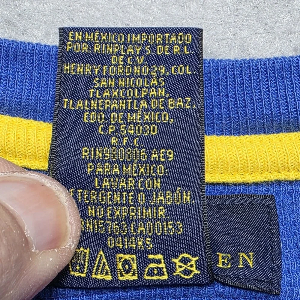 Polo Ralph Lauren Waffle Knit‎ Thermal Shirt Mens XL Blue Preppy Yellow Pony